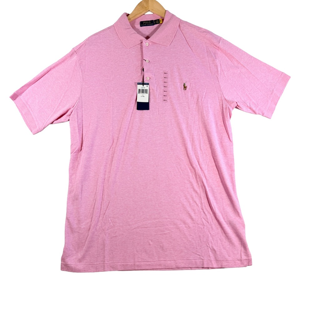 Ralph Lauren Men's Polo Shirt Large Tall LT Pink Pony Logo‎ 100% Cotton NWT